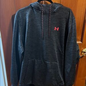 Under Armour Women's Dark Gray Hoodie with Pink Logo